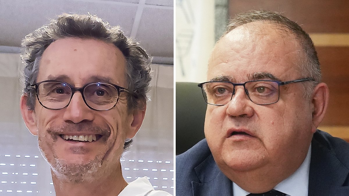 El jefe de Cardiología del Clínico de Valladolid, Alberto San Román, y el consejero de Sanidad, Alejandro Vázquez, en imágenes de archivo.
