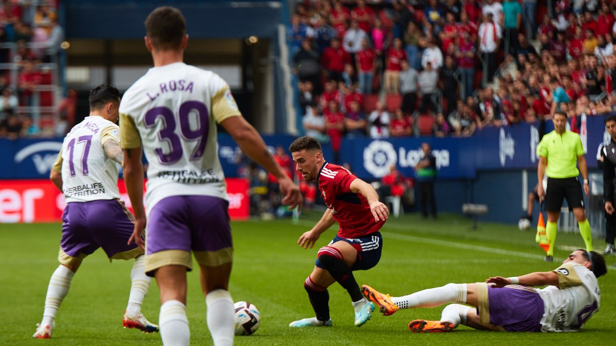Imagen de la última visita del Real Valladolid a El Sadar en la campaña 22-23 (2-0).