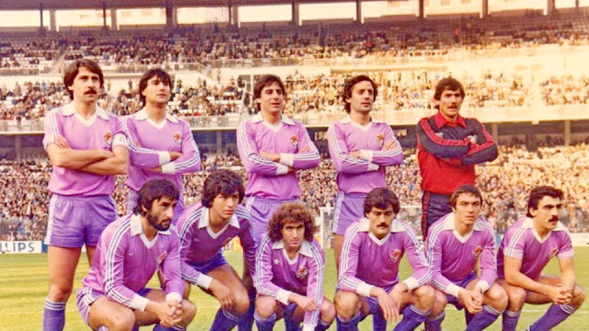 Once inicial del Real Valladolid 82-83 en su visita al Real Madrid; de izquierda a derecha, de pie: Moré, Díez, Santos, Pastor y Fenoy; agachados: Jorge, Da Silva, Pepín, García Navajas, Sánchez Valles y Fortes.
