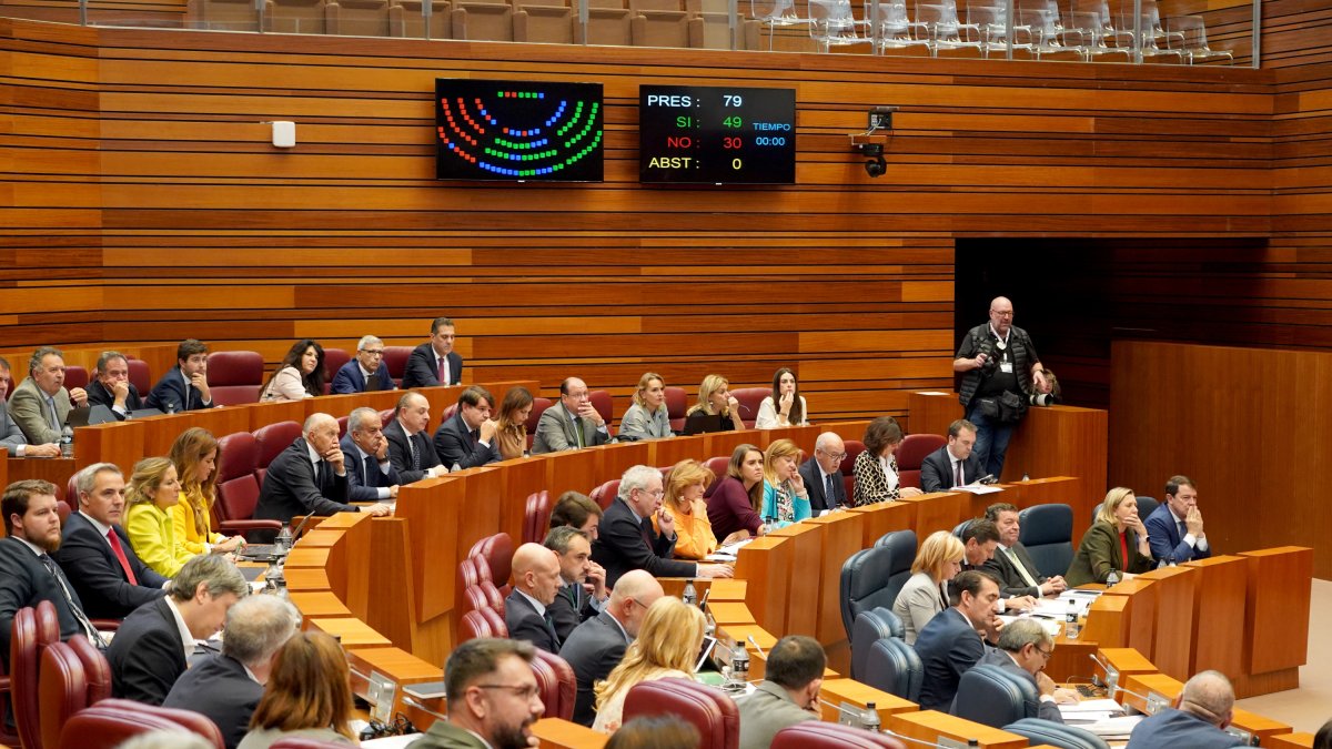 Votación en las Cortes de Castilla y León, en una imagen de archivo