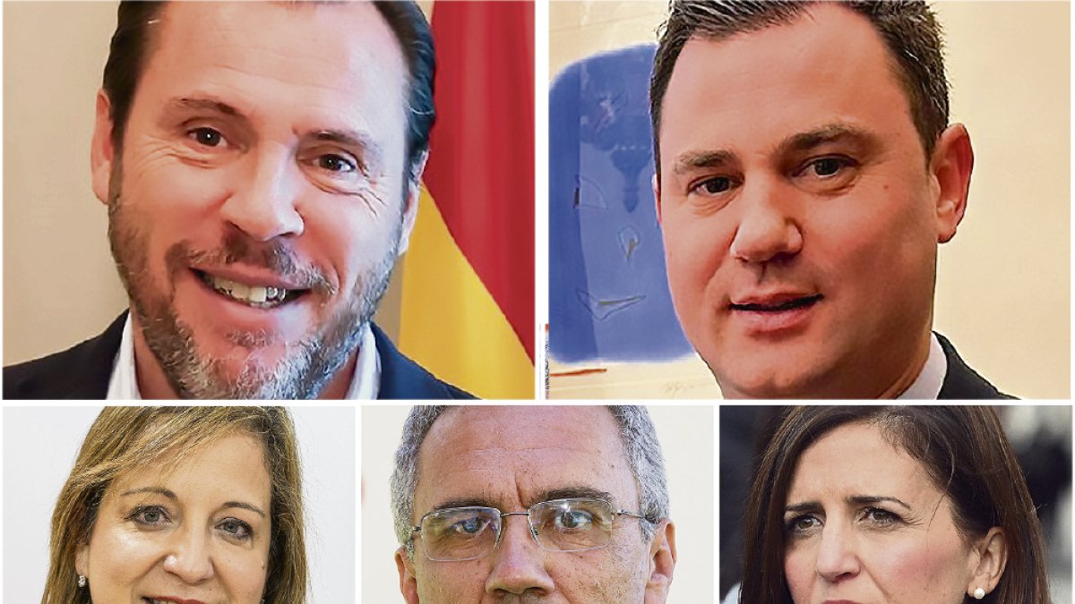 Óscar Puente, Javier Alfonso Cendón, Iratxe García, Javier Izquierdo y Esther Peña.