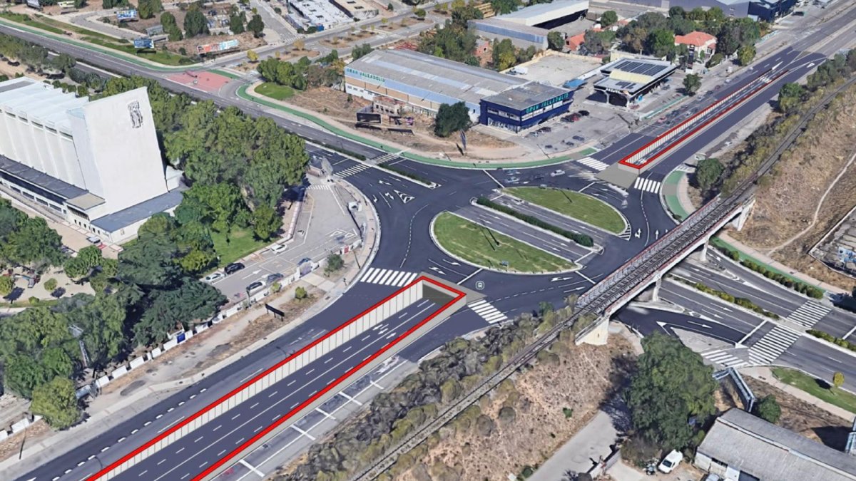 Infografía del paso inferior en la glorieta de San Agustín en Valladolid.