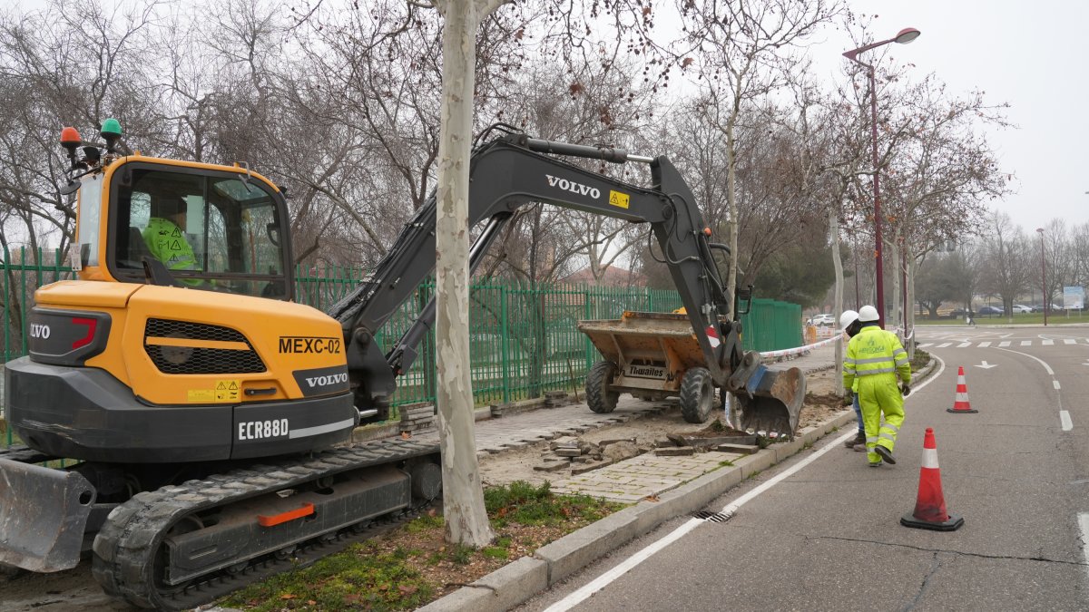 Obras del carril bici del Paseo de Juan Carlos I