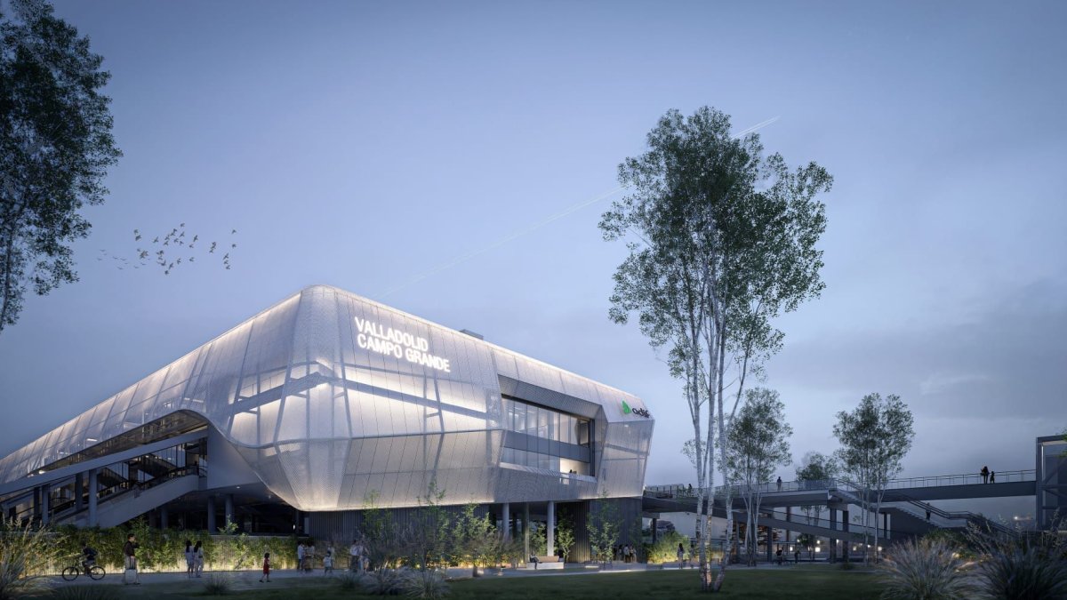 Recreación virtual de la nueva estación de tren de Campo Grande de Valladolid.