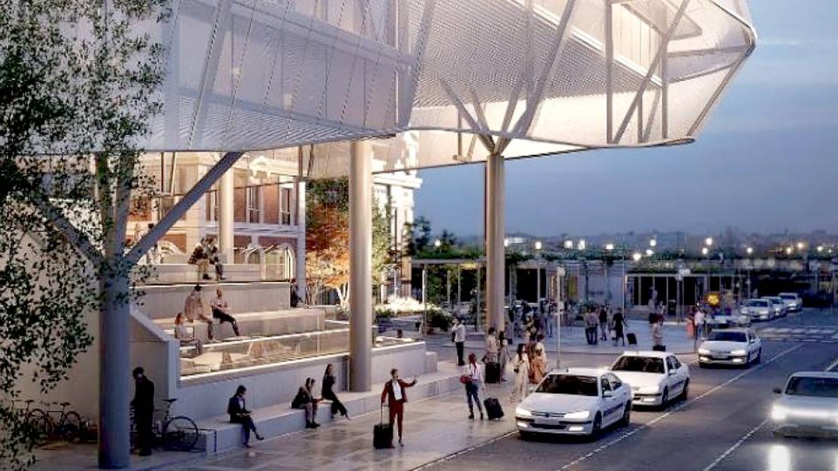 Recreación del proyecto de la nueva estación de trenes de Valladolid. MTNS