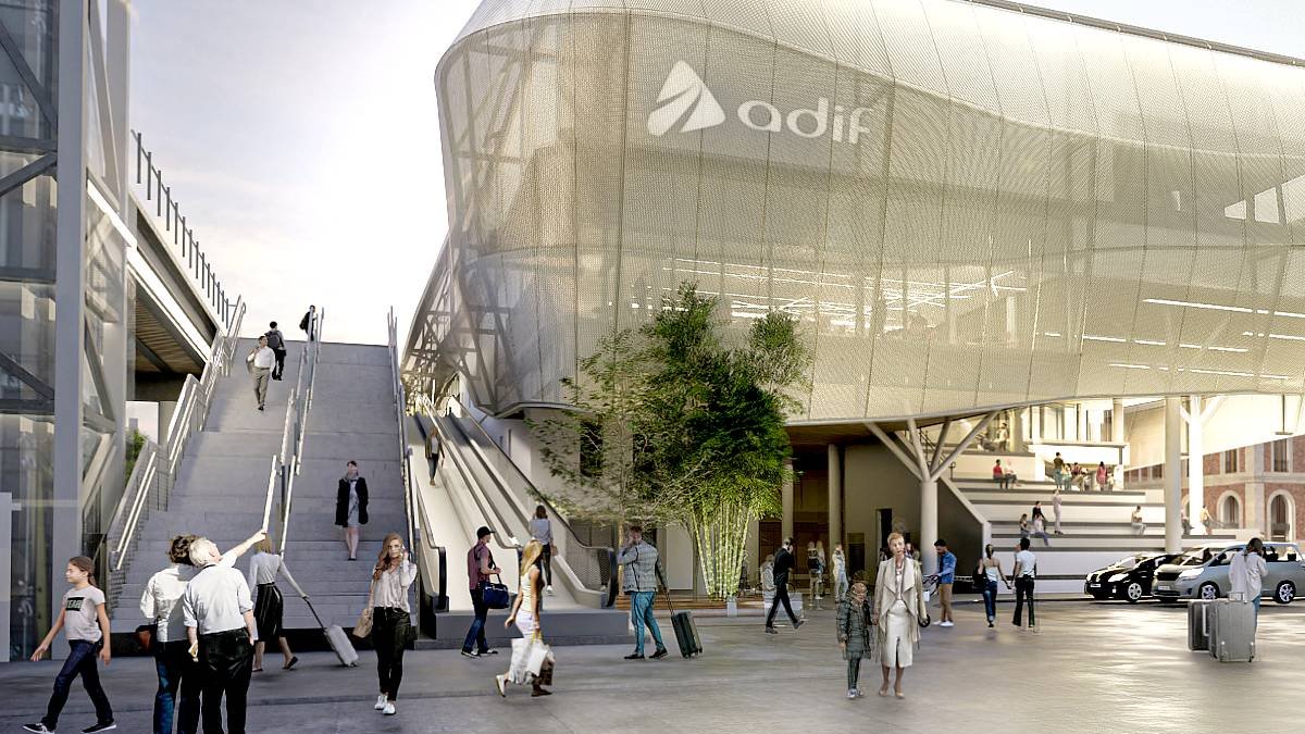 Recreación de la nueva estación de trenes de Valladolid según una infografía del proyecto. .