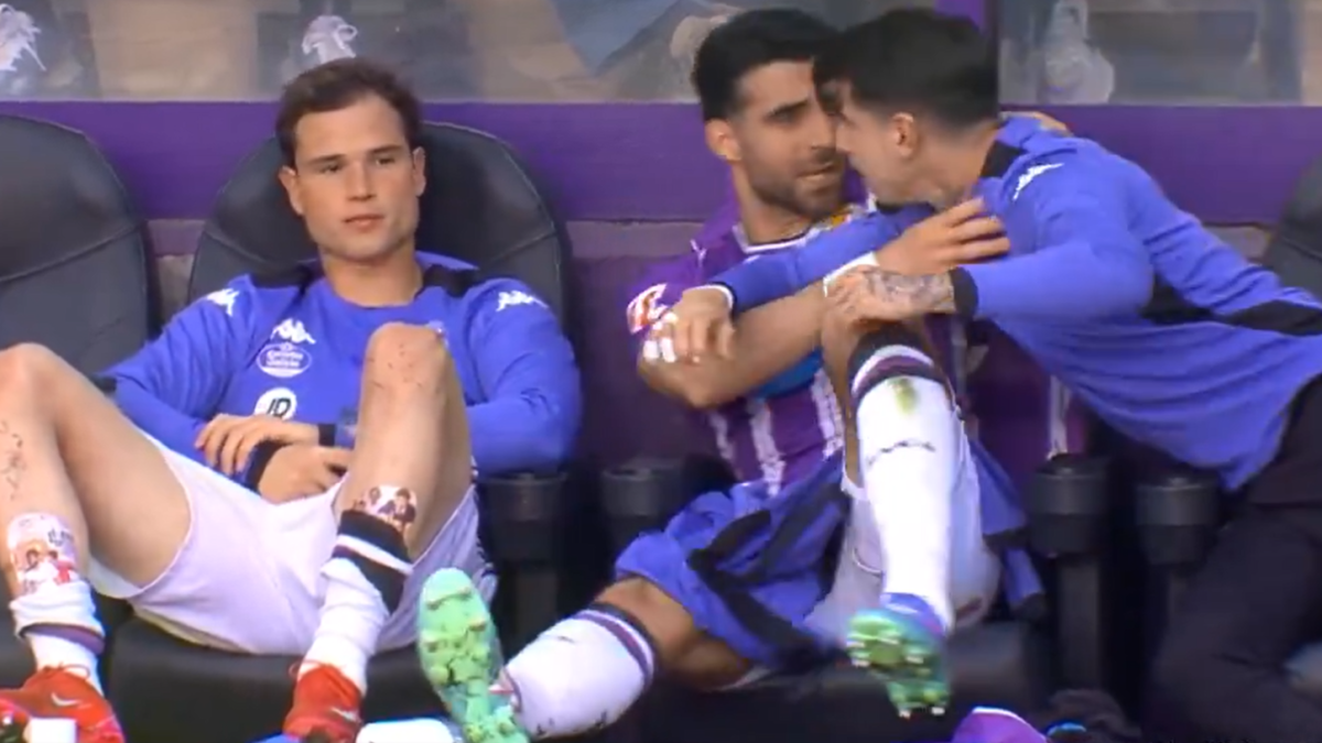 Luis Pérez increpa a Latasa en el banquillo.