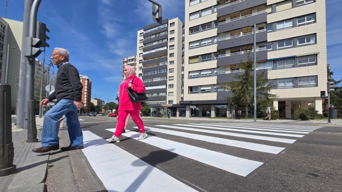 Paso de cebra pintado de la Cúpula del Milenio.