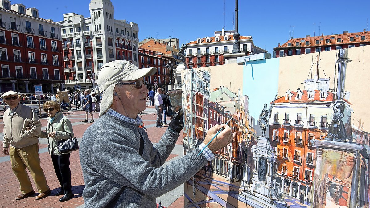El artista arandino Severiano Monge en una edición previa del concurso