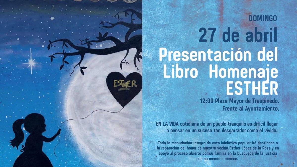 Cartel de la convocatoria de la presentación del libro de homenaje a Esther López.