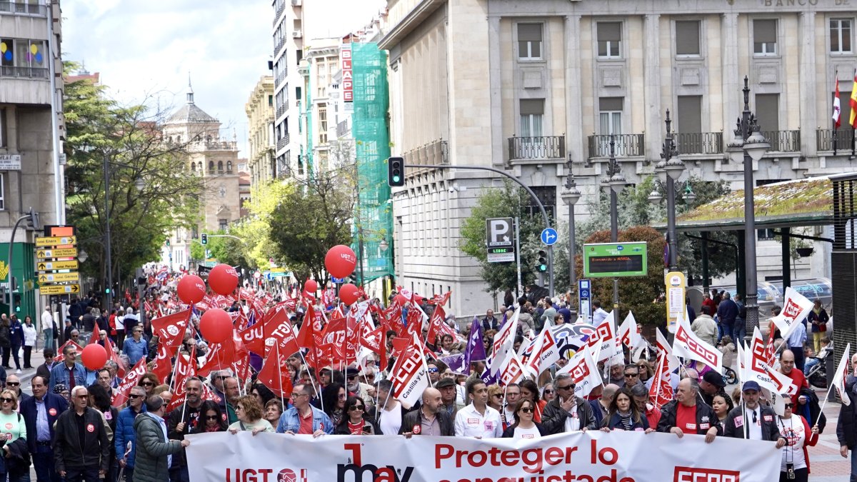 Jn momento de la manifestación del Primero de Mayor en Valladolid.