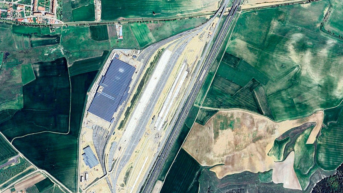 Foto cenital del estado de ejecución de la estación intermodal de Valladolid.