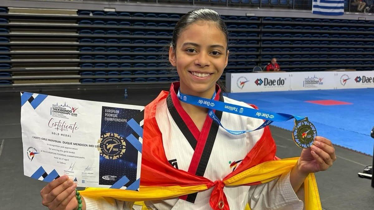 Mei Ling Duque, con la medalla de oro en el Campeonato de Europa.