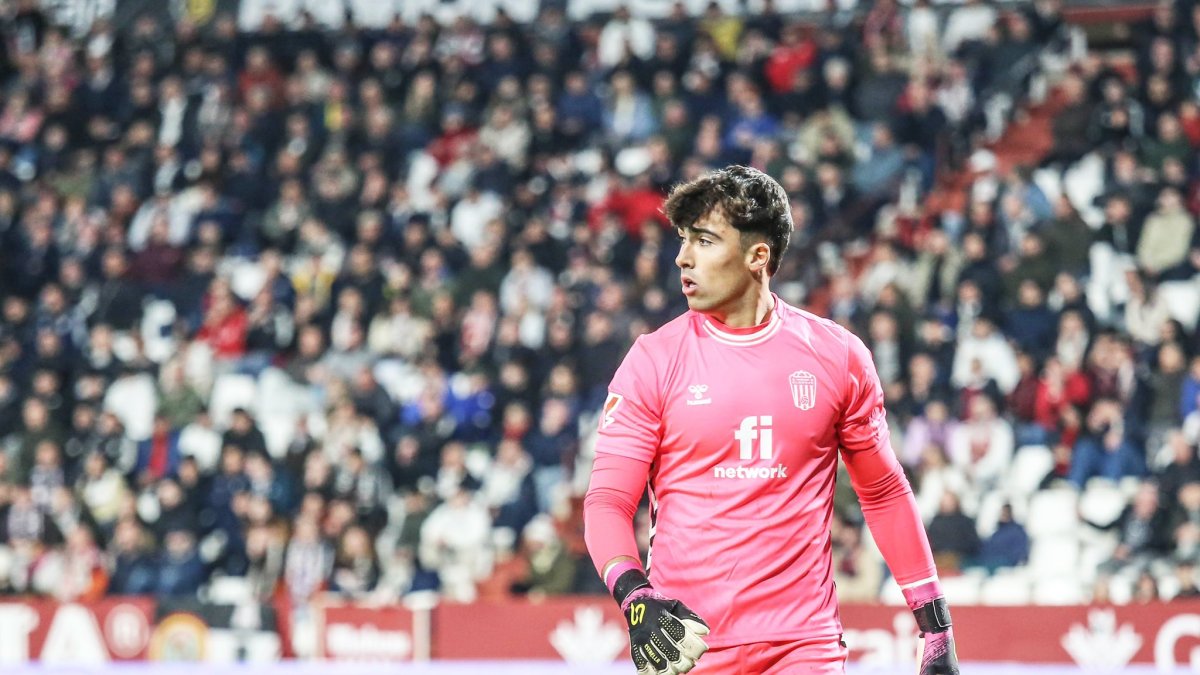 Álvaro Aceves, durante el Albacete-Eldense de esta temporada.