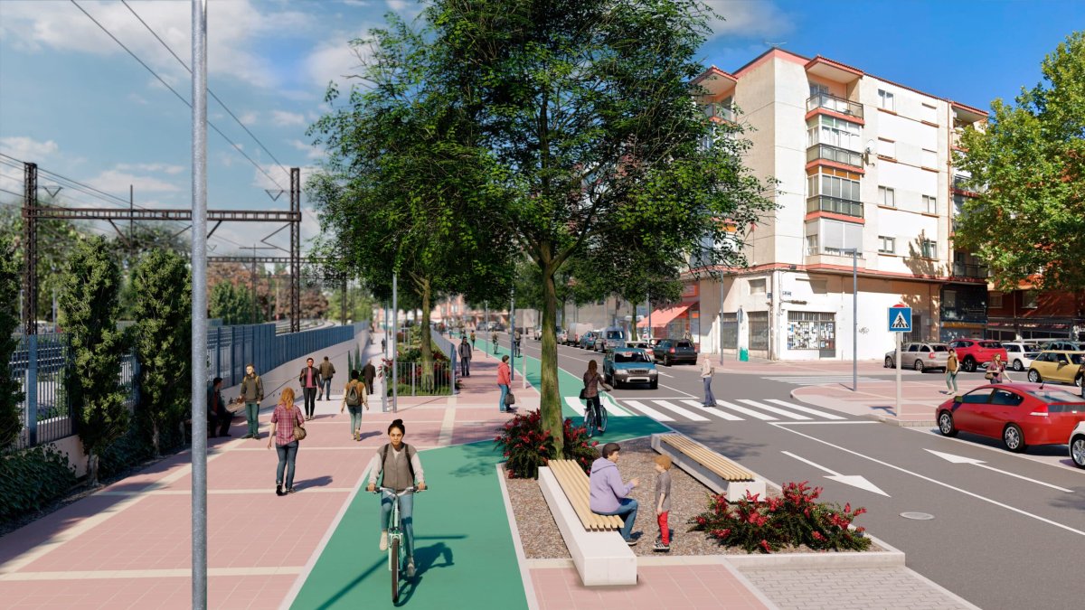 Recreación del futuro paso de la integración ferroviaria entre Unión y Pelícano.