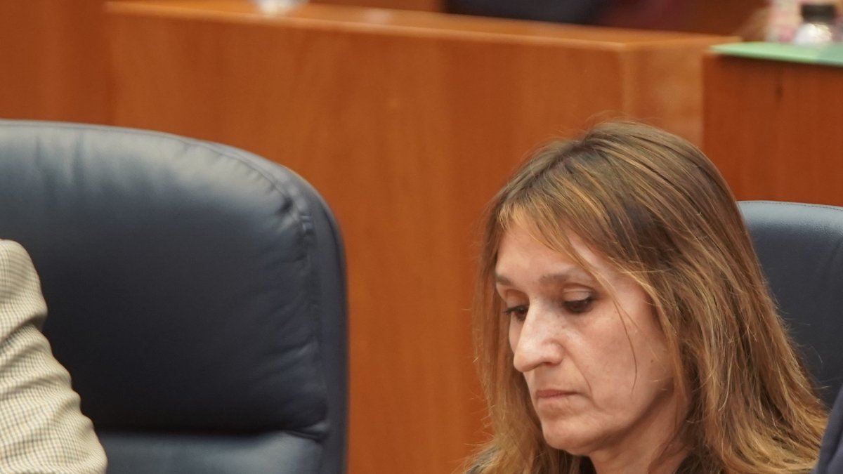 La consejera Rocío Lucas, en el pleno de las Cortes del 10 de junio en el que negó el ciberataque.