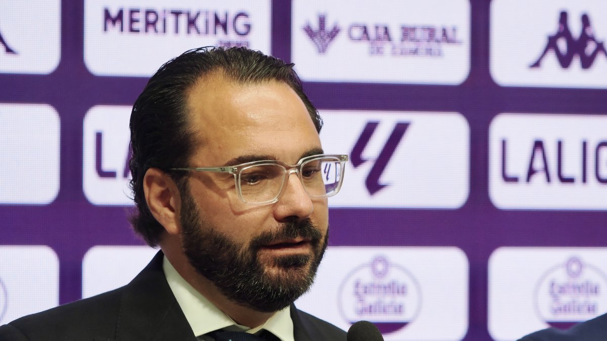 Víctor Orta en su presentación como director deportivo del Real Valladolid.