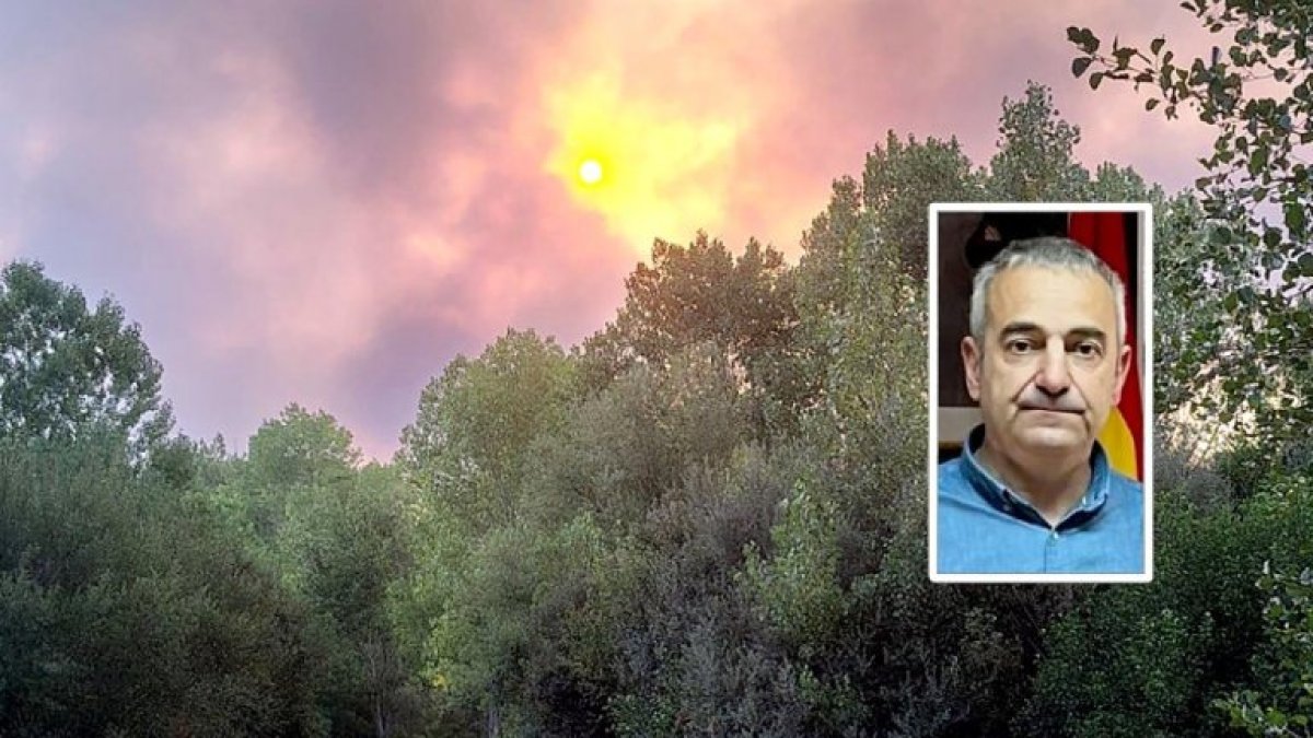 Incendio de Molezuelas de la Carballeda y el alcalde de Castrocalbón, Luis Antonio Cenador.