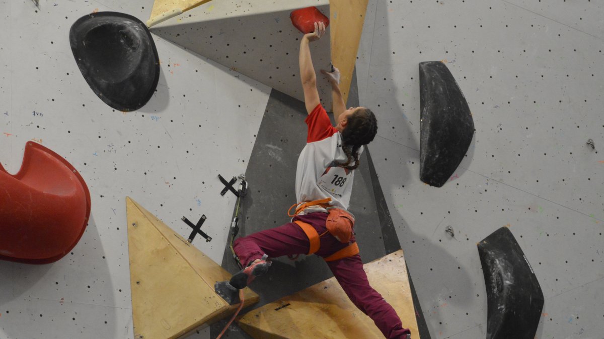 Iziar Martínez, en un Campeonato de Escalada.