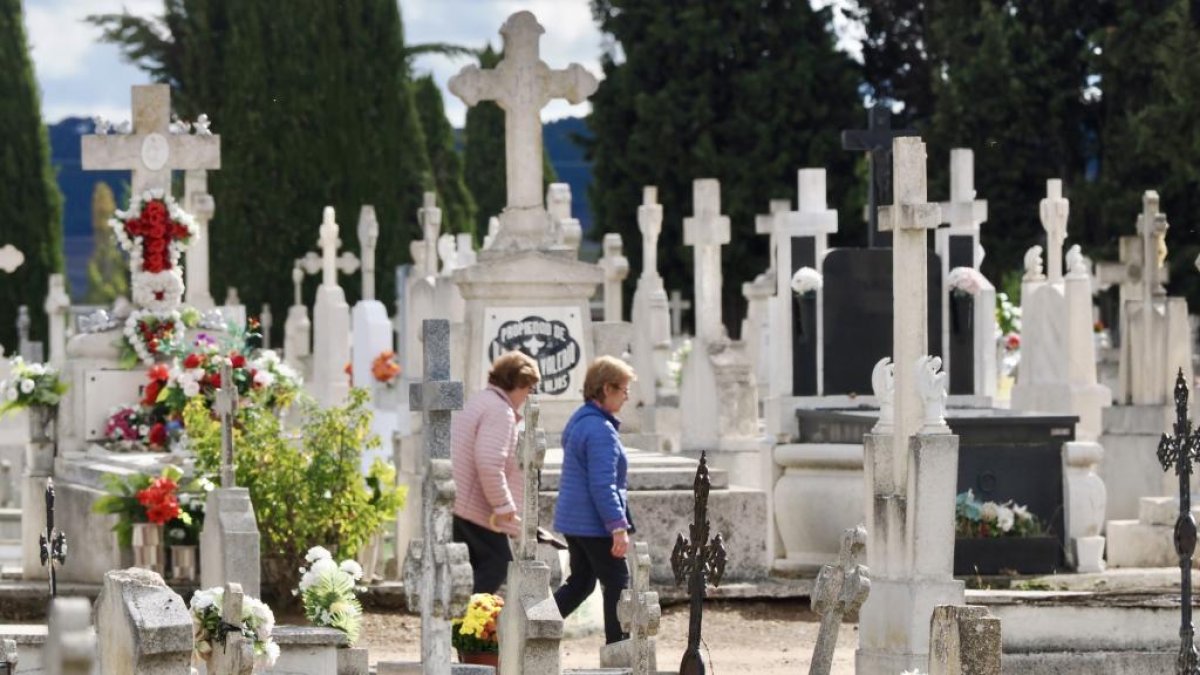 Preparativos para el Día de Todos los Santos en el cementerio de El Carmen