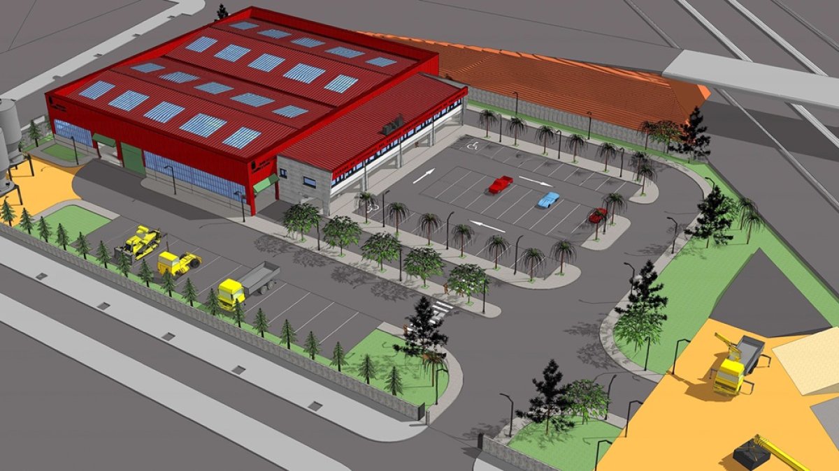 Recreación del futuro parque de maquinaria de conservación de carreteras.