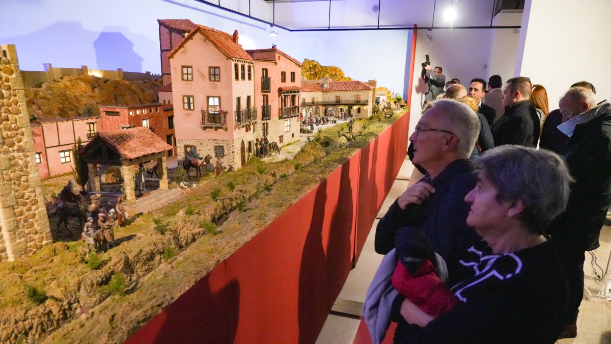 Primeros visitantes del belén de la Diputación.