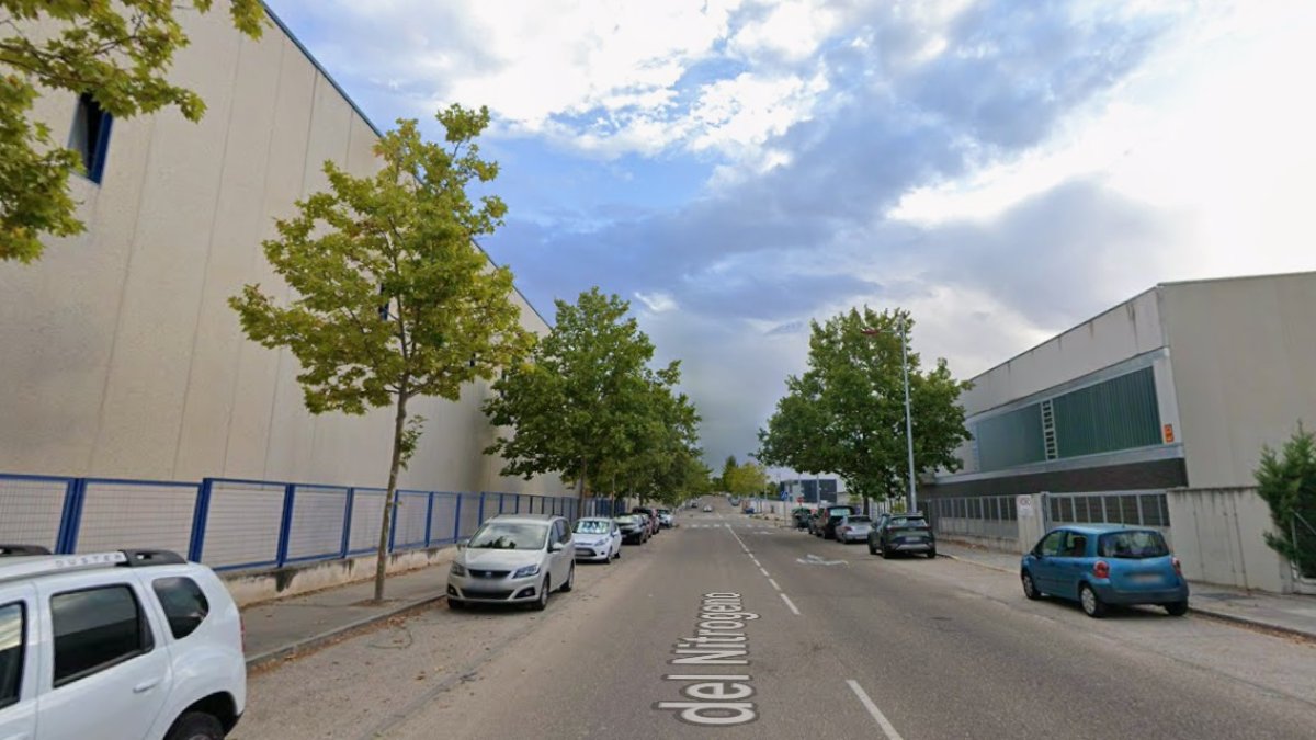 Calle Nitrógeno en el polígono de San Cristóbal en Valladolid