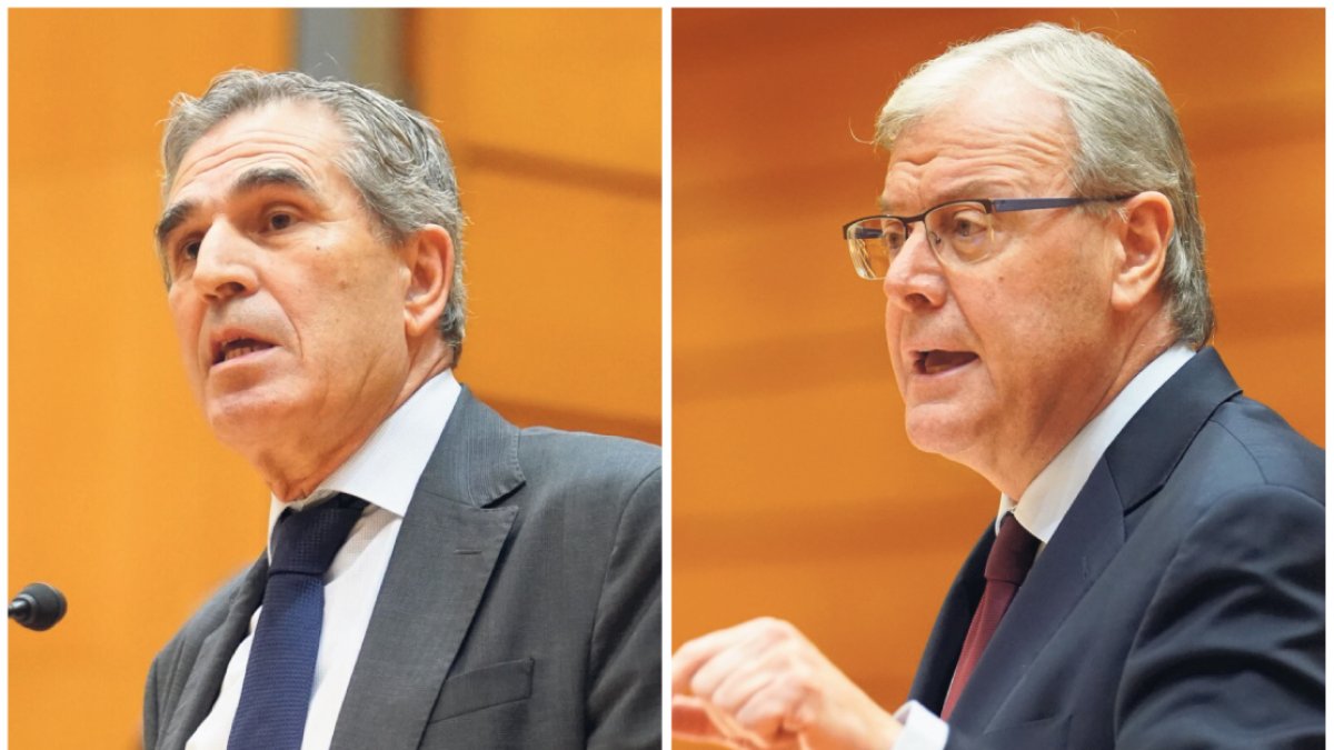 Juan José Sanz Vitorio y Antonio Silván, durante sus respectivas intervenciones en el Senado.