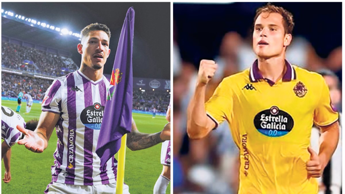 Marcios André y Juanmi Latasa, delanteros del Real Valladolid.