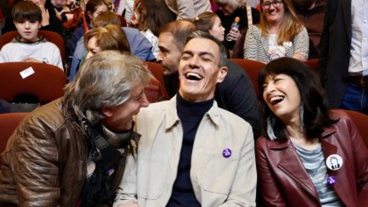 Carlos Martínez, Pedro Sánchez y Ana Redondo, este sábado en Soria.