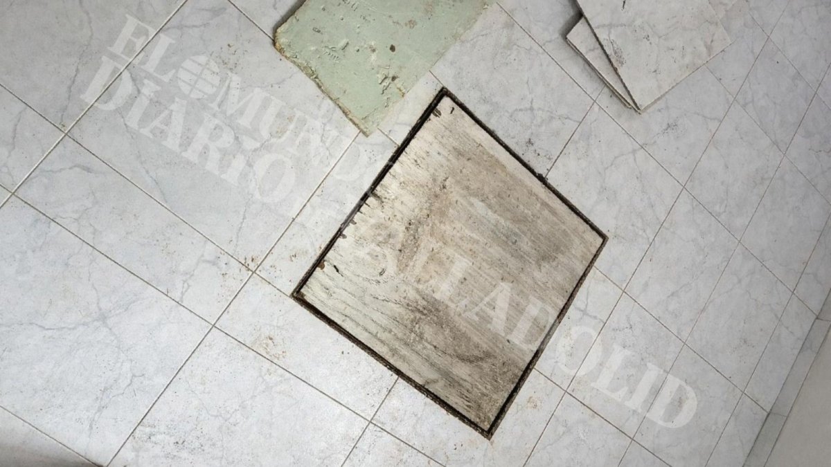 Trampilla de madera del sótano ocultado, descubierto en la antigua casa de Ósca en Traspinedo.