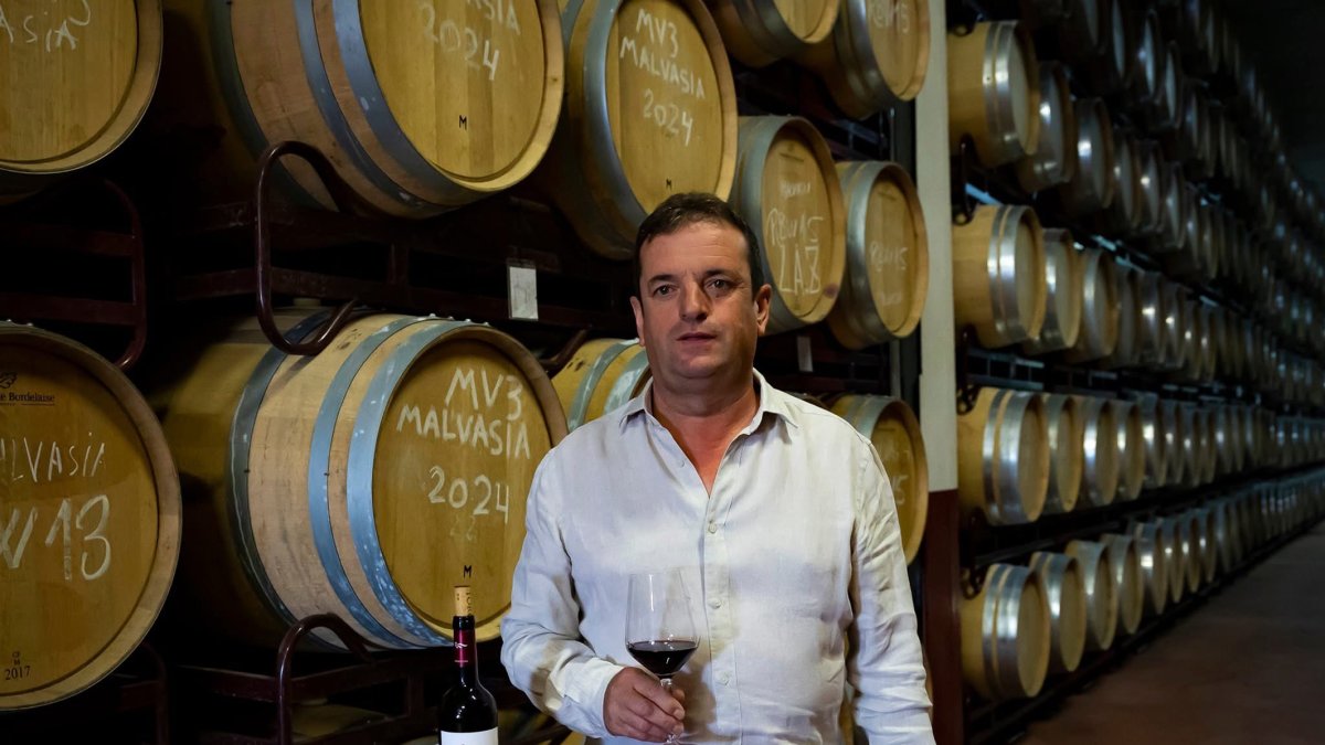 Amancio, en la sala de barricas de Covitoro.