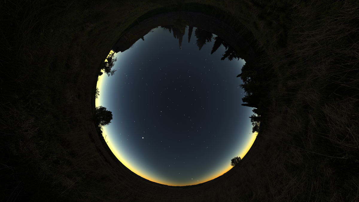 Perspectiva de ojo de pez de la localización del eclipse de Tiedra