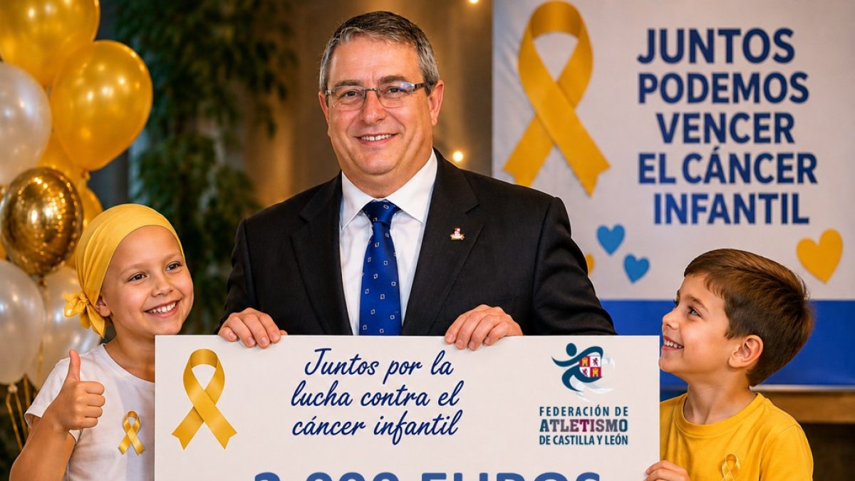 Entrega del cheque por parte de la Federación de Atletismo de Castilla y León.