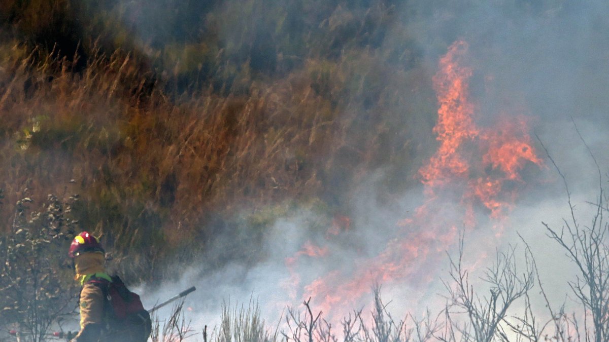 Incendio forestal en Villaquilambre (León) el pasado mes de septiembre.
