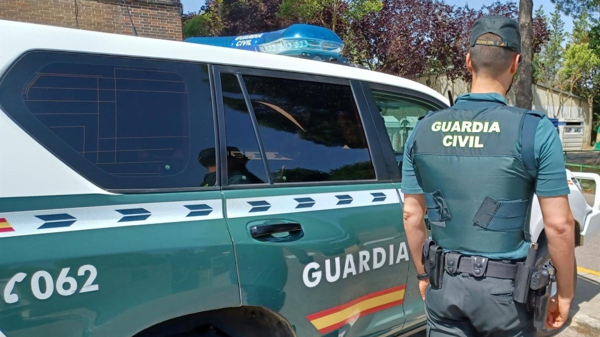 Un agente y un vehículo de la Guardia Civil