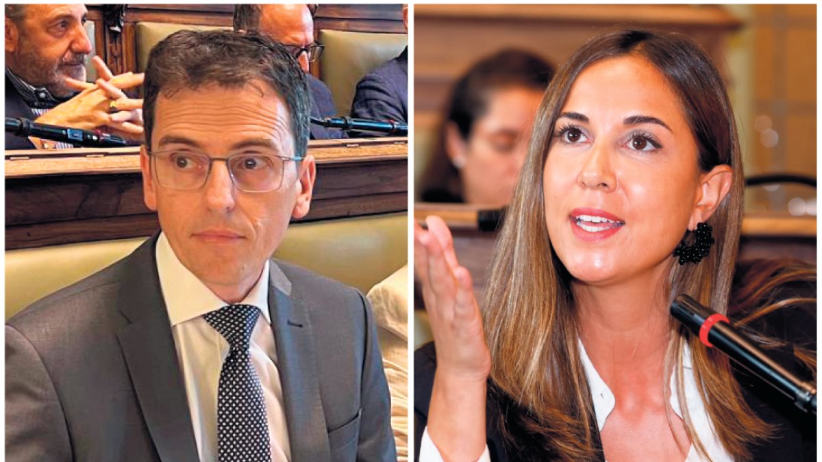 Herrero y Jiménez durante el pleno del Ayuntamiento de Valladolid.