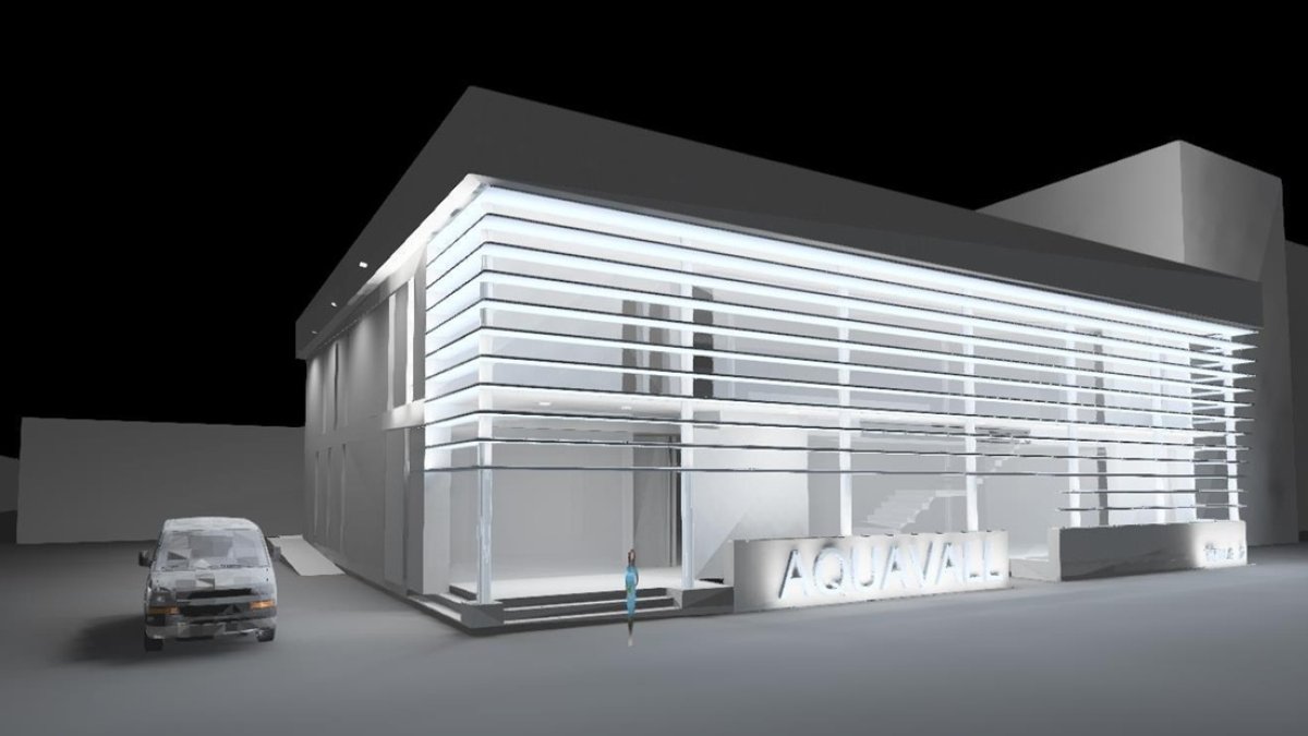 Recreación exterior del nuevo edificio de Aquavall.