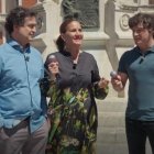 Los presentadores Samantha Vallejo-Nágera, Pepe Rodríguez y Jordi Cruz antes de homenajear a Concha Velasco