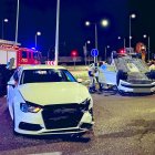 Estado en el que quedaban los vehículos tras el siniestro de esta madrugada en la ronda interior de Valladolid.