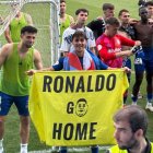 Yeray Cabanzón, jugador de   la Ponfe, después de ganar 2-1 a la Cultural.