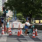 Obra en el carril bici de Isabel La Católica en Valladolid.