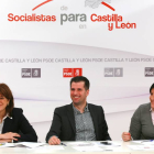 El secretario general del PSOE CyL y candidato a la Presidencia de la Junta, Luis Tudanca, junto a Soraya Rodríguez(I), y Ana Sánchez (D), durante el Consejo Territorial del partido-Ical