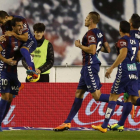 Jugadores del Éibar celebran un gol durante la última Liga 14-15 de Primera División.-Javier Lizón.