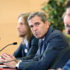 El portavoz del Grupo Parlamentario Popular, Juan José Sanz Vitorio, tras la firma del Acuerdo de Reindustrialización de la Comunidad-ICAL
