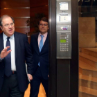 El presidente del PP de Castilla y León, Juan Vicente Herrera, tras reunirse con los presidentes provinciales del partido para analizar los resultados electorales-Ical