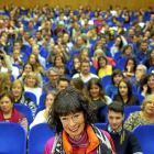 Geraldine Chaplin durante la ‘master class’ que impartió ayer en la Universidad de Valladolid.-ICAL