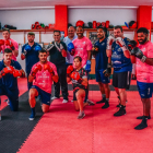 Jugadores del VRAC y miembros del Club Boxeo Valladolid.