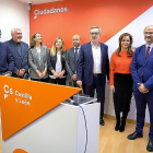 Miguel Ángel González, José Ignacio Delgado, Belén Rosado, David Castaño, José Manuel Villegas, Silvia Clemente y Luis Fuentes, el día de la presentación de la ex presidenta de las Cortes.-J. M. LOSTAU