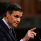 El candidato a la Presidencia del Gobierno, Pedro Sánchez, responde al presidente del PP, Pablo Casado.-EFE